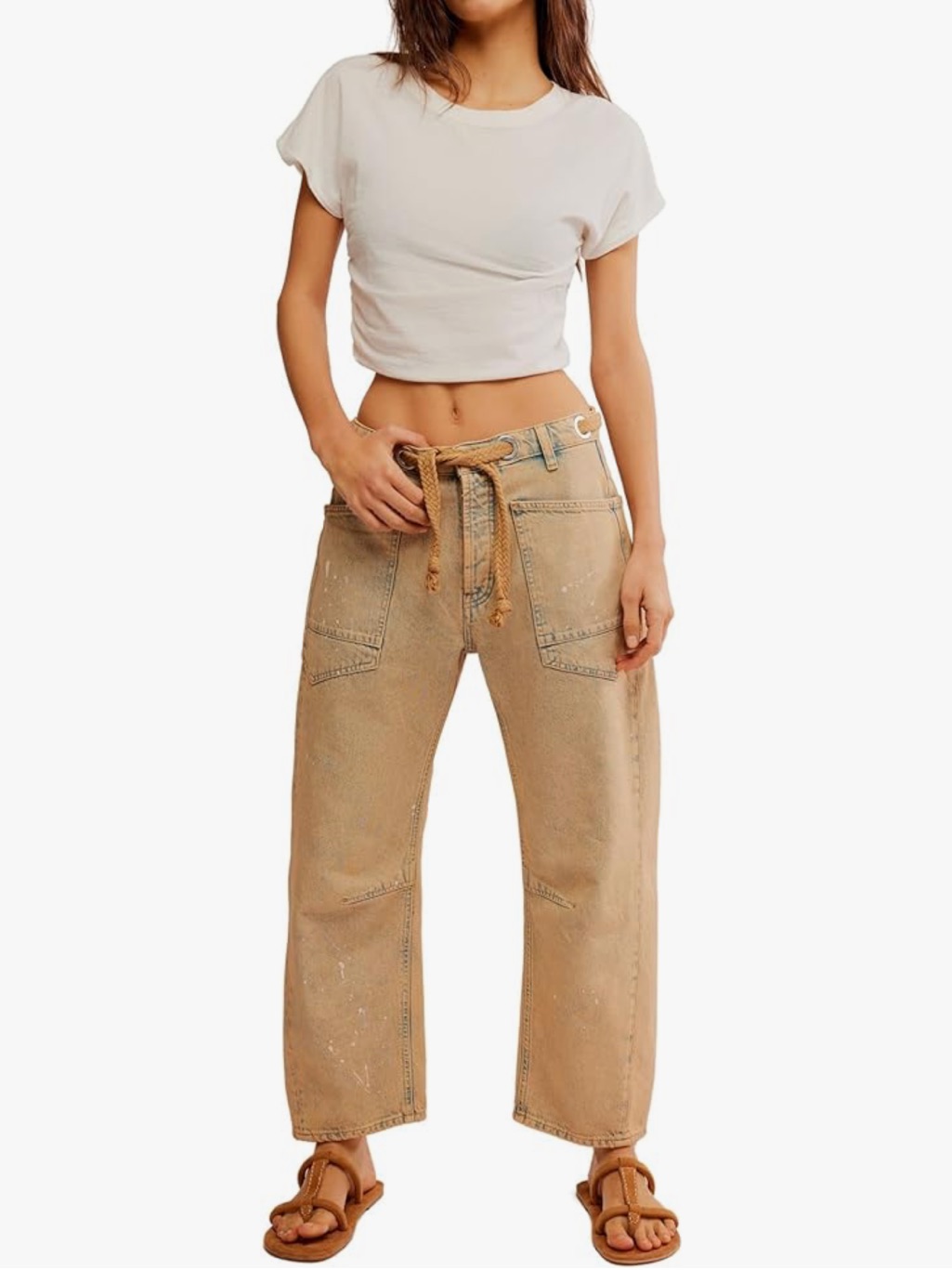 Free People - We The Free Moxie Low Slung Pull On Barrel Jeans